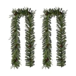 Glitzhome® 9ft. LED Greenery Pinecone Christmas Garlands, 2ct. -Northlight Sale Store D493620S 6