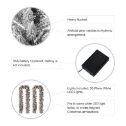 Glitzhome® 9ft. Pre-Lit Flocked Christmas Garland Set With Timer, 3 Functions -Northlight Sale Store D493634S 8