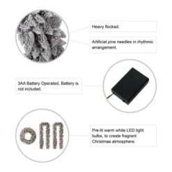 Glitzhome® Pre-Lit Flocked Christmas Wreath & Garland Set With Timer, 3 Functions -Northlight Sale Store D493635S 8