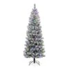 7.5ft Pre-Lit Flocked Pine Artificial Christmas Tree, Color Changing LED Lights