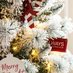 7.5ft Pre-Lit Flocked Pine Artificial Christmas Tree, Color Changing LED Lights -Northlight Sale Store D494326S 4