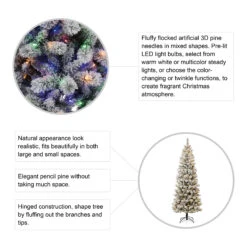 7.5ft Pre-Lit Flocked Pine Artificial Christmas Tree, Color Changing LED Lights -Northlight Sale Store D494326S 6