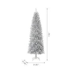 7.5ft. Unlit Silver Tinsel Artificial Christmas Tree -Northlight Sale Store D494334S 6