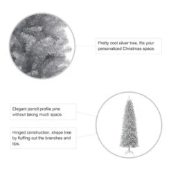 7.5ft. Unlit Silver Tinsel Artificial Christmas Tree -Northlight Sale Store D494334S 7