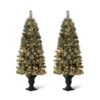 5ft. Pre-Lit Flocked Pine Artificial Christmas Tree, Warm White Lights, 2ct.