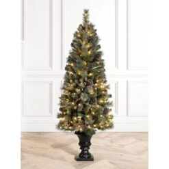 5ft. Pre-Lit Flocked Pine Artificial Christmas Tree, Warm White Lights, 2ct. -Northlight Sale Store D494336S 3