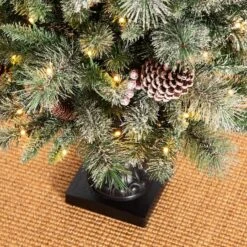 5ft. Pre-Lit Flocked Pine Artificial Christmas Tree, Warm White Lights, 2ct. -Northlight Sale Store D494336S 4