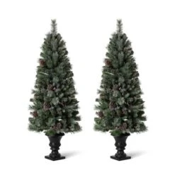 5ft. Pre-Lit Flocked Pine Artificial Christmas Tree, Warm White Lights, 2ct. -Northlight Sale Store D494336S 6