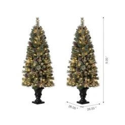 5ft. Pre-Lit Flocked Pine Artificial Christmas Tree, Warm White Lights, 2ct. -Northlight Sale Store D494336S 7