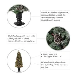 5ft. Pre-Lit Flocked Pine Artificial Christmas Tree, Warm White Lights, 2ct. -Northlight Sale Store D494336S 8