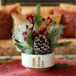 Christmas Mix IN 4.25" Ceramic Reverse Tree Pot -Northlight Sale Store D511151S 3