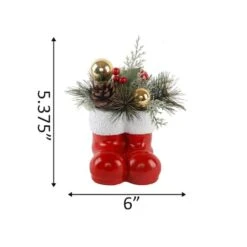 6" Christmas Arrangement In Cement Santa Boots -Northlight Sale Store D511153S 2