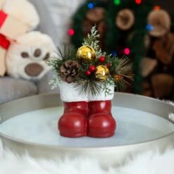 6" Christmas Arrangement In Cement Santa Boots -Northlight Sale Store D511153S 3