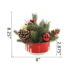 Christmas Mix In 6" Ceramic Reverse Tree Pot -Northlight Sale Store D511154S 2
