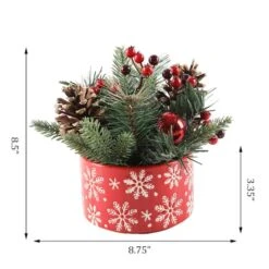 Christmas Mix In 5" Red Snowflakes Ceramic Pot -Northlight Sale Store D511158S 2