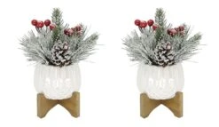 Christmas Mix In 4" Ceramic Cupcake On Stand Set