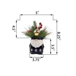 Christmas Mix In 8" Gnome Ceramic Pot -Northlight Sale Store D511166S 2