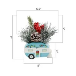 Christmas Mix In 8" Blue Ceramic Camper -Northlight Sale Store D511170S 2