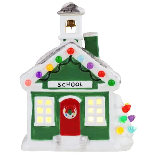 6" LED Nostalgic Ceramic Village School 2 6" LED Nostalgic Ceramic Village School - Image 2