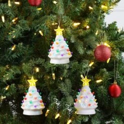 5" LED White Nostalgic Trees Figurine Set -Northlight Sale Store D511941S 2