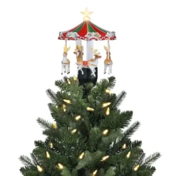11" Animated Carousel Christmas Tree Topper -Northlight Sale Store D511968S 2
