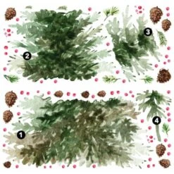 Roommates Watercolor Evergreen Peel And Stick Giant Wall Decals