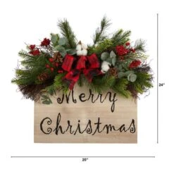 20" Holiday Merry Christmas Door Wall Hanger With Pinecones & Berries -Northlight Sale Store D517941S 2