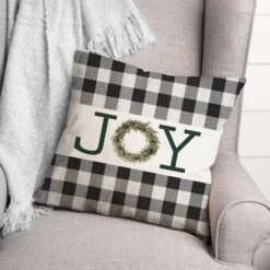 Joy Wreath Green 18x18 Throw Pillow 7 Joy Wreath Green 18x18 Throw Pillow -Northlight Sale Store D517979S 3