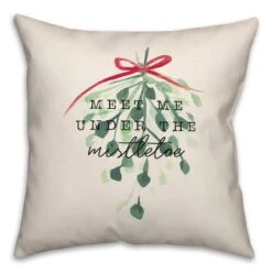 Meet Me Under The Mistletoe 18x18 Throw Pillow