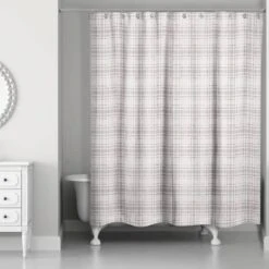 Holiday Gray Plaid Shower Curtain -Northlight Sale Store D517985S 2