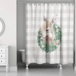 Buffalo Check Fawn Wreath Shower Curtain -Northlight Sale Store D517988S 2