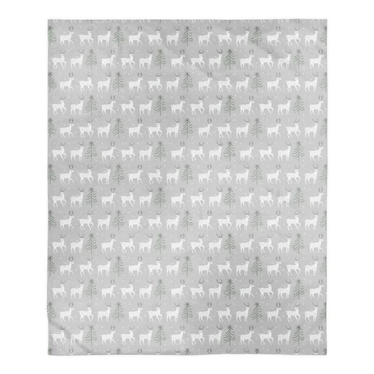 Deer And Tree Pattern 50x60 Sherpa Fleece Blanket 1 Deer And Tree Pattern 50x60 Sherpa Fleece Blanket