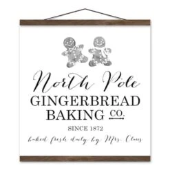 North Pole Gingerbread Co. 16x16 Teak Hanging Canvas