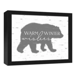 Warm Winter Wishes 11x14 Black Framed Canvas -Northlight Sale Store D518003S 2