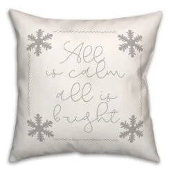 All Is Calm All Is Bright Snowflakes 18x18 Throw Pillow -Northlight Sale Store D518009S 1 1