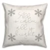 All Is Calm All Is Bright Snowflakes 18x18 Throw Pillow