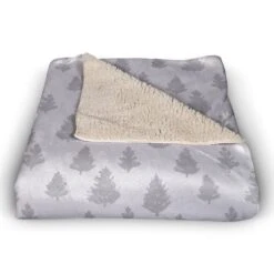 Gray Forest Pattern 50x60 Sherpa Fleece Blanket -Northlight Sale Store D518015S 3