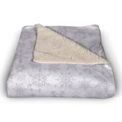 Noel Snowflake Pattern 50x60 Sherpa Fleece Blanket -Northlight Sale Store D518016S 3