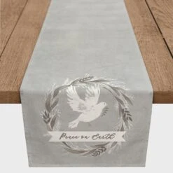 Peace On Earth Dove 16x72 Poly Twill Table Runner