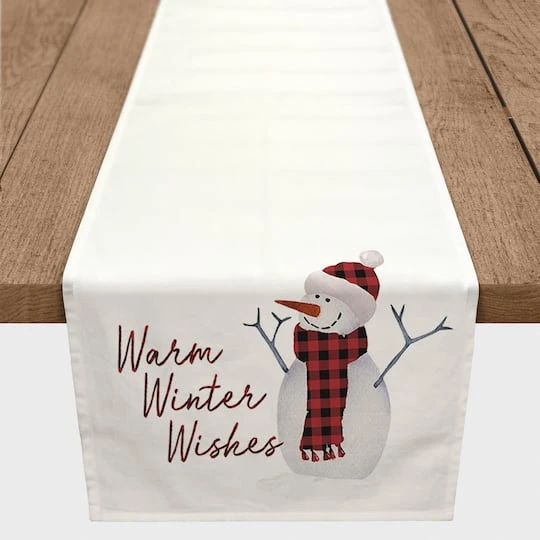 Watercolor Snowman 16x90 Poly Twill Table Runner 1 Watercolor Snowman 16x90 Poly Twill Table Runner