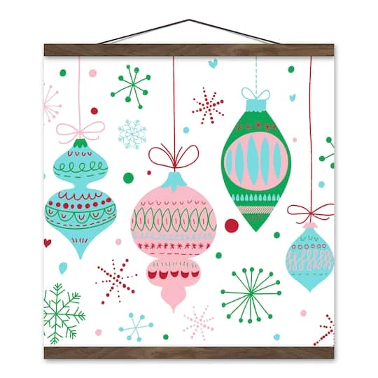 Retro Funky Ornaments 16x16 Teak Hanging Canvas 1 Retro Funky Ornaments 16x16 Teak Hanging Canvas