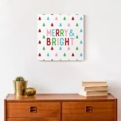 Merry And Bright 12x12 Canvas Wall Art -Northlight Sale Store D518041S 4