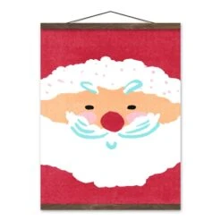 Santa Face 16x20 Teak Hanging Canvas