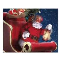 Santa In Sleigh Painting 8x10 Tabletop Canvas