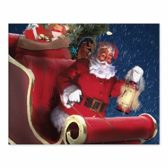 Santa In Sleigh Painting 8x10 Tabletop Canvas 1 Santa In Sleigh Painting 8x10 Tabletop Canvas