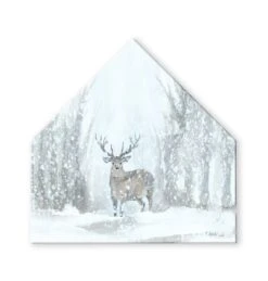 Deer In Winter 17x17 House Shaped Canvas