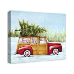 Red Truck Christmas Tree Canvas Wall Art -Northlight Sale Store D518095S 2