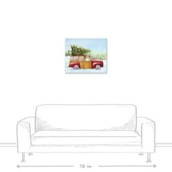 Red Truck Christmas Tree Canvas Wall Art -Northlight Sale Store D518095S 5