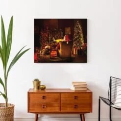Santa By The Fireplace 24x20 Canvas Wall Art -Northlight Sale Store D518097S 4