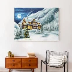 Cabin In The Mountains 40x30 Canvas Wall Art -Northlight Sale Store D518102S 4